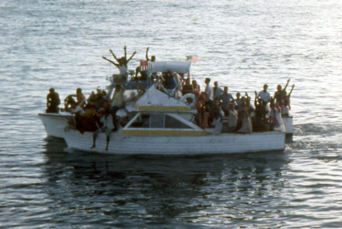 Cuban refugees near Key West during the 1980 Mariel Boatlift