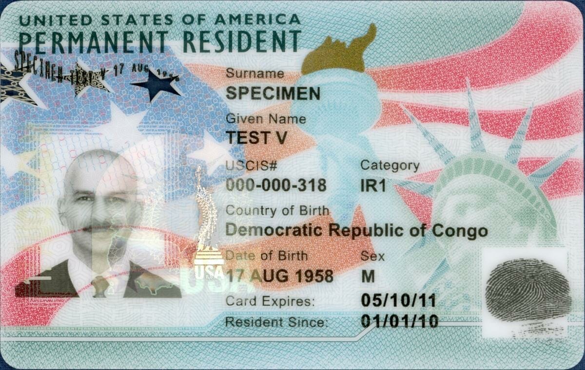Example of U.S. Green Card