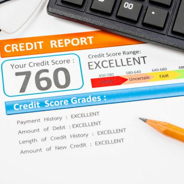 A credit report with an 'excellent" score