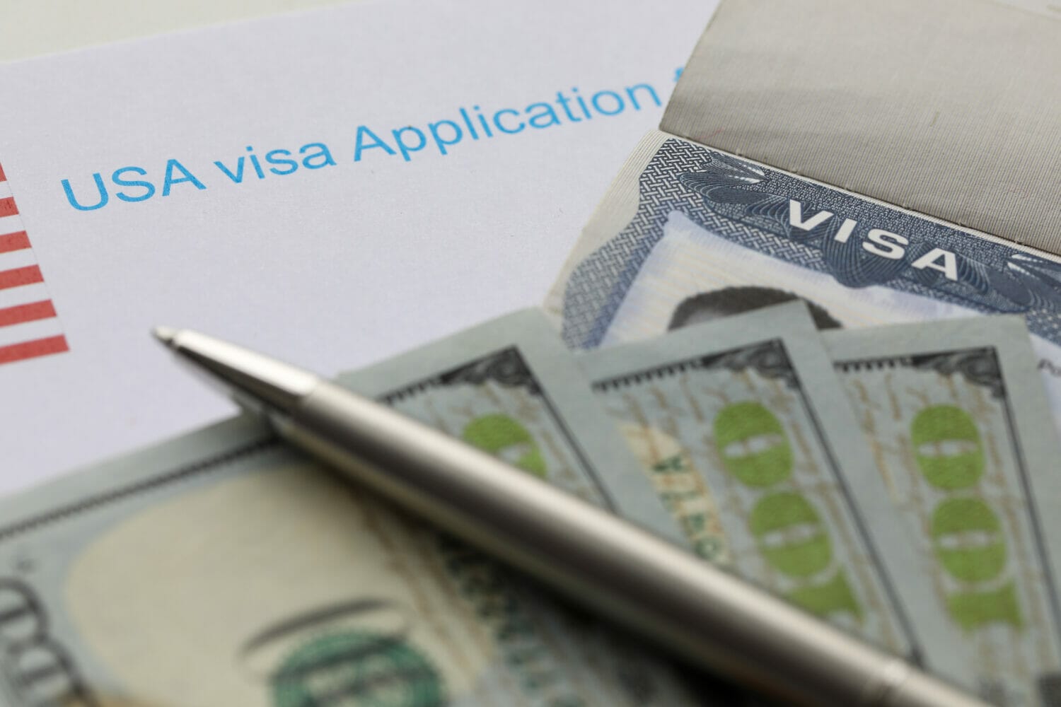 US Visa application, passport and money