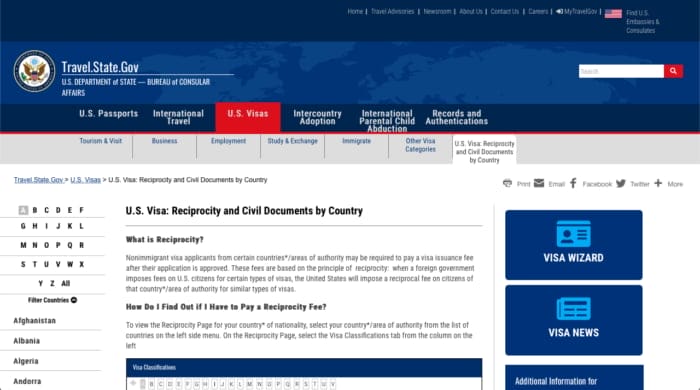 U.S. Department of State Reciprocity Schedule