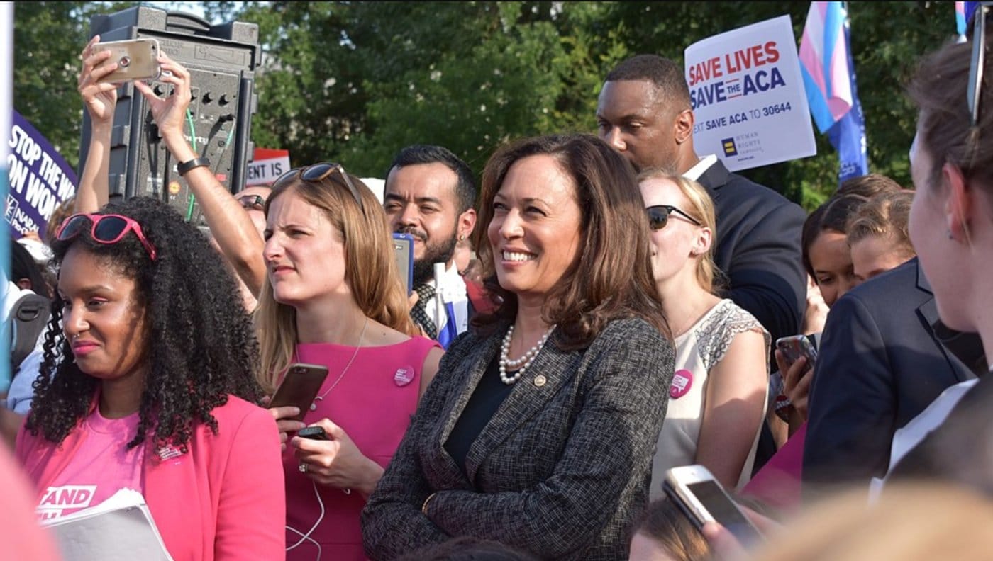 Kamala Harris at a protest