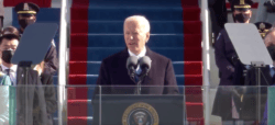 Biden speaking during the inauguration.