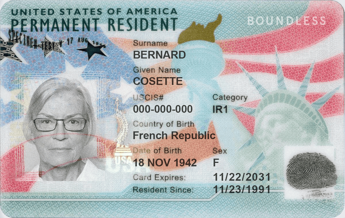 travel document with green card