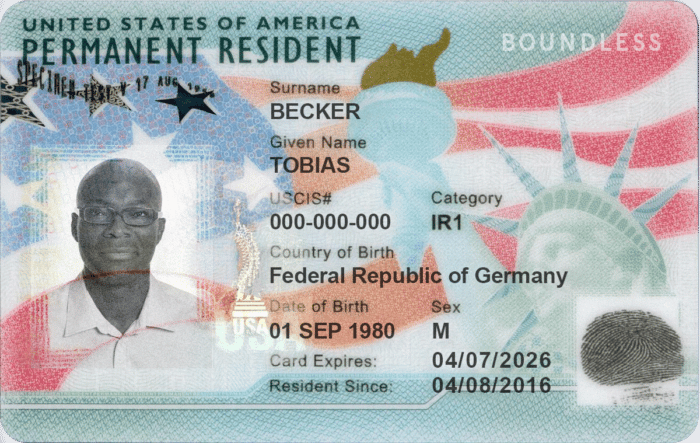 sample green card