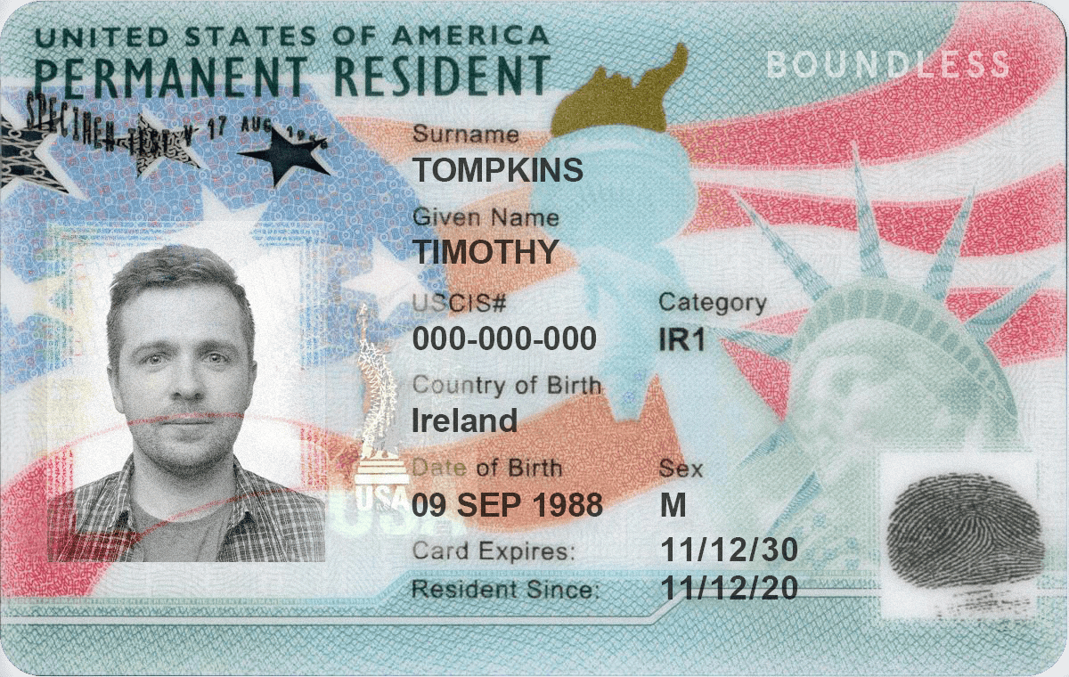 Sample green card