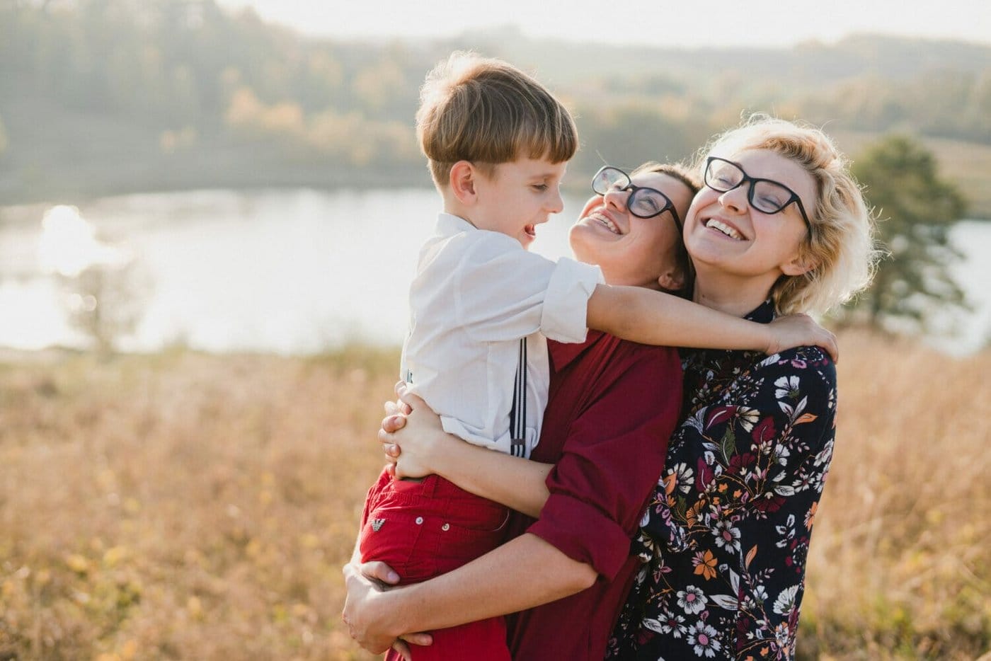 Same-sex couple with their child