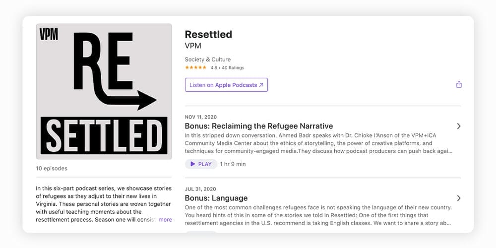 Resettled immigrant podcast