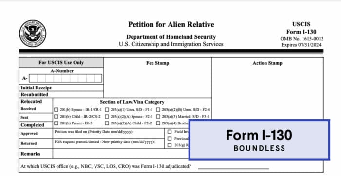 USCIS Form I130 - Petition for Alien Relative