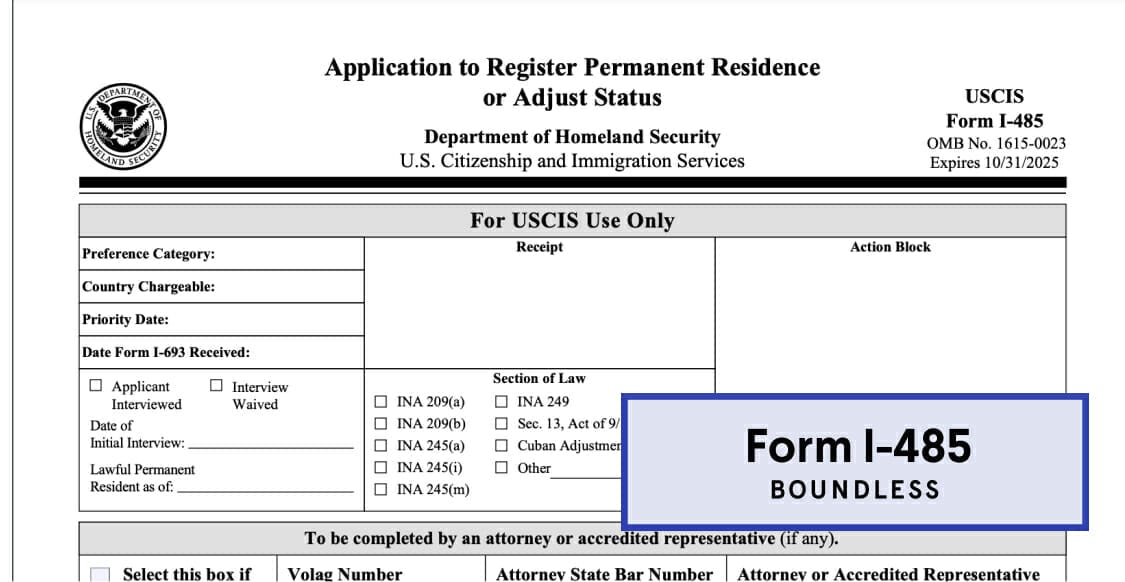 Form I-485 Application to Register Permanent Residence or Adjust Status 2023