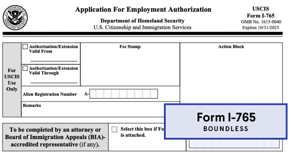 Form I-765 Application for Employment Authorization (U.S. Work Permit)