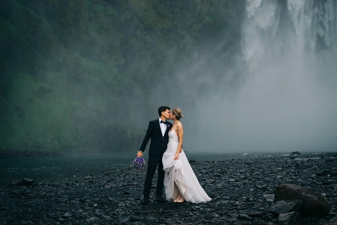 A couple gets married in Iceland. 