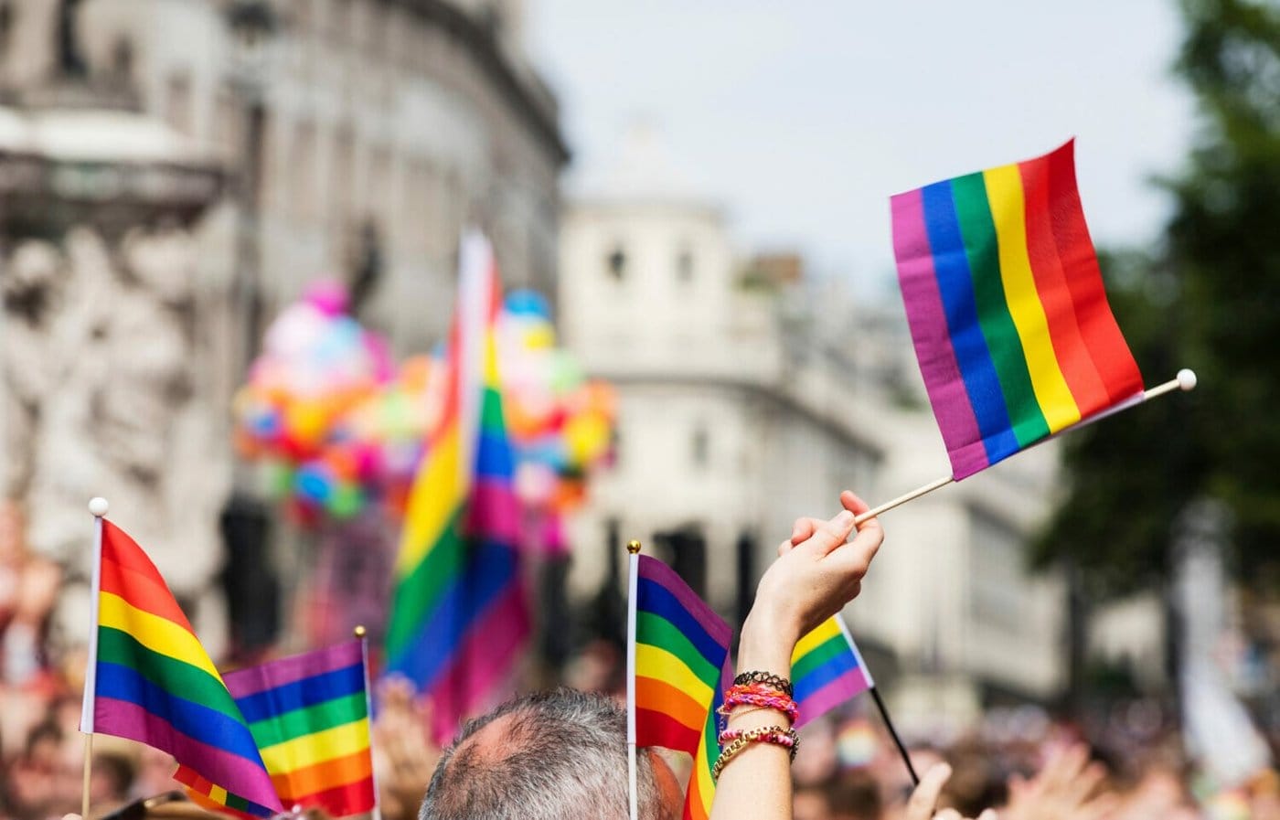 Immigrants wave pride flags