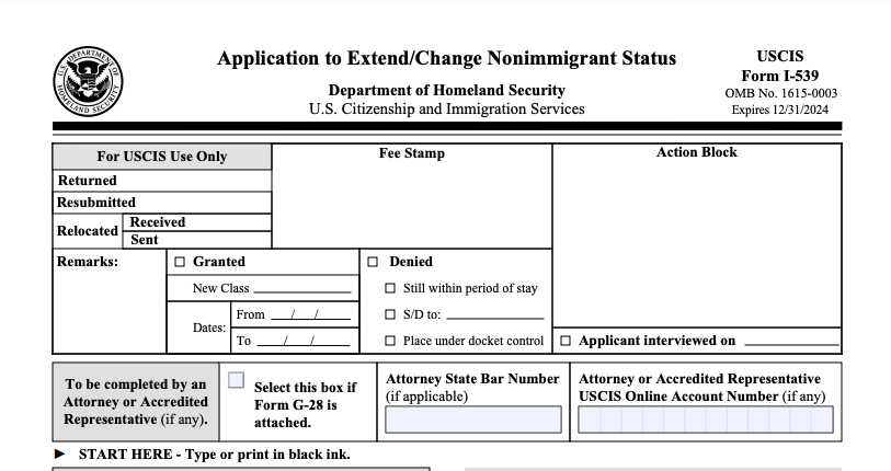 Form I-539, Explained - Extend/Change Nonimmigrant Status