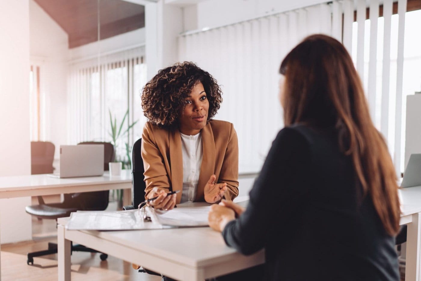 An H1-B worker at a job interview